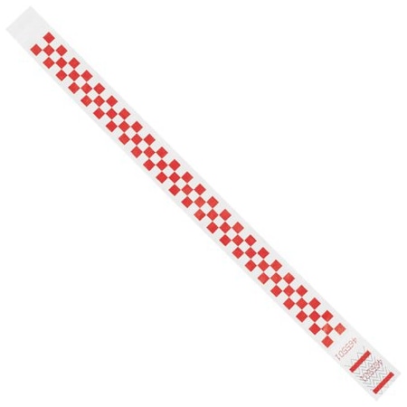 Bsc Preferred 3/4 x 10'' Red Checkerboard Tyvek Wristbands, 500PK BUY00022017